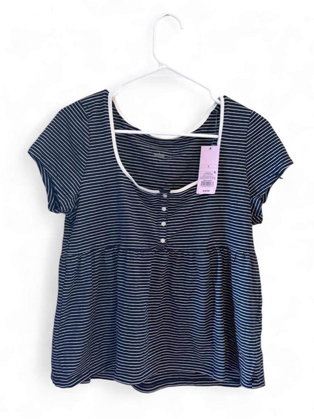 wild fable Navy and White Striped Short Sleeve Peplum Tee